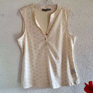 Alex & Parker Cream and Gold Blouse Large Vanilla Girl Balletcore Quiet Luxury